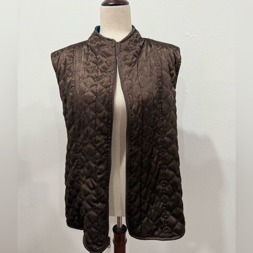 Dulon Reversible Quilted Vest – Brown & Teal